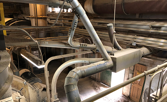 wood cabinet factory before dust control fans installed