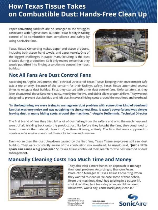 Case Study - TX Tissues Combustible Dust in the Paper Industry